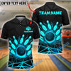 BlueJose Bowling And Pins Fireball Glow Effect Customized Name 3D Shirt (4 Colors)