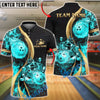 BlueJose Bowling And Pins Fire Magma Water Strike Customized Name, Team Name 3D Shirt (4 Colors)