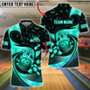 BlueJose Bowling And Pins Golden Retro Spinning Wave Customized Name, Team Name 3D Shirt (6 Colors)
