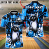 BlueJose Bowling & Pins Cool Racoon Grunge Splatter Art Customized Name, Team Name 3D Shirt (4 Colors)