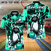 BlueJose Bowling & Pins Cool Racoon Grunge Splatter Art Customized Name, Team Name 3D Shirt (4 Colors)
