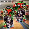BlueJose Bowling & Pins Funny Gorilla Character Graffiti Splash Customized Name, Team Name 3D Shirt (4 Colors)