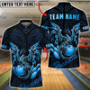 BlueJose Bowling & Pins Golden Dragon Flowing Ornamental Art Customized Name, Team Name 3D Shirt (6 Colors)