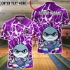 BlueJose Bowling & Pins Shark Cute Cartoon Customized Name, Team Name 3D Shirt (4 Colors)