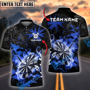 BlueJose Fire & Jet Strike Theme Darts Tournament Shirt Customized Name, Team Name Shirt (4 Colors)