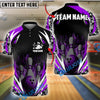 BlueJose Bowling And Pins Flame Thunder Pattern Customized Name, Team Name 3D Shirt (4 Colors)