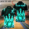 BlueJose Bowling & Pins Neon Glow Pins Grid Customized Name, Team Name 3D Shirt (6 Colors)