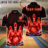 BlueJose Bowling & Pins Neon Glow Pins Grid Customized Name, Team Name 3D Shirt (6 Colors)