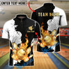 BlueJose Bowling & Pins Fire Strike Gold Splash Customized Name, Team Name 3D Shirt (4 Colors)