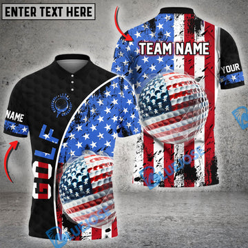 BlueJose Golf Patriotic American Flag Personalized Name, Team Name 3D Shirt