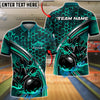 BlueJose Bowling And Pins Carbon Fiber Hexagon Flame Ball Design Customized Name, Team Name 3D Shirt (4 Colors)