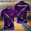 BlueJose Bowling And Pins Carbon Fiber Hexagon Flame Ball Design Customized Name, Team Name 3D Shirt (4 Colors)