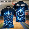 BlueJose Bowling And Pins Electric Skull Lightning Butterfly Fantasy Glow Customized Name, Team Name 3D Shirt (4 Colors)