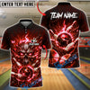 BlueJose Bowling And Pins Electric Skull Lightning Butterfly Fantasy Glow Customized Name, Team Name 3D Shirt (4 Colors)