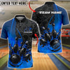 BlueJose Bowling And Pins Fire Strike Black Flame Pins Design Customized Name, Team Name 3D Shirt (4 Colors)
