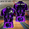 BlueJose Bowling And Pins Fire Wolf Flaming Dark Beast Graphic Customized Name, Team Name 3D Shirt (4 Colors)