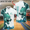 BlueJose Bowling And Pins Wolf Fierce Ice Animal Graphic Customized Name, Team Name 3D Shirt (4 Colors)