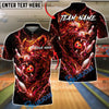 BlueJose Bowling And Pins Neon Wolf Lightning Galaxy Style Customized Name, Team Name 3D Shirt (4 Colors)