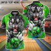BlueJose Bowling & Pins Fierce Gray Tiger Power  Customized Name, Team Name 3D Shirt (4 Colors)