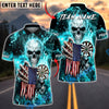 BlueJose Darts American Flag Skull Lightning Dartboard Dark Electric Personalized Name, Team Name Unisex Shirt (6 Colors)
