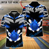 BlueJose Bowling & Pins Fire Ball Strike Black Customized Name, Team Name 3D Shirt (4 Colors)
