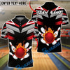 BlueJose Bowling & Pins Fire Ball Strike Black Customized Name, Team Name 3D Shirt (4 Colors)
