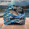 BlueJose Fishing Blue Camouflage Fishing Boat Metal Pattern Personalized Name Classic 3D Cap Personalized Cap (13 Breeds)