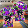 BlueJose Bowling And Pins Funny Cartoon Vibe Dabbing Ball Customized Name, Team Name 3D Shirt (4 Colors)