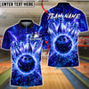 BlueJose Bowling & Pins Neon Cyberpunk Lightning Strike Graphic Customized Name, Team Name 3D Shirt (4 Colors)