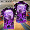 BlueJose Bowling And Pins Moon Wolf Flame Pattern Customized Name, Team Name 3D Shirt (4 Colors)