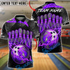 BlueJose Bowling & Pins Lightning Ball Electric Strike Customized Name, Team Name 3D Shirt (4 Colors)