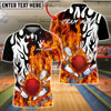 BlueJose Bowling & Pins Flame Splash Power Strike Customized Name, Team Name 3D Shirt (4 Colors)