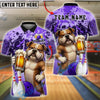 BlueJose Bowling And Pins Funny Bulldog Cool Drinking Beer Design Customized Name, Team Name 3D Shirt (4 Colors)
