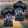 BlueJose Bowling And Pins Horror Strike Scary Pins Angry Ball Design Customized Name, Team Name 3D Shirt (4 Colors)