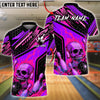 BlueJose Bowling And Pins Skull Flame Fire Strike Design Customized Name, Team Name 3D Shirt (4 Colors)