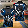 BlueJose Bowling And Pins Black Strike Flame Customized Name, Team Name 3D Shirt (4 Colors)