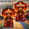 BlueJose Bowling And Pins Skull King Flaming Crown Graphic Customized Name, Team Name 3D Shirt (4 Colors)