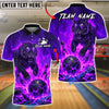BlueJose Bowling And Pins Fire Tiger Strike Lava Explosion Customized Name, Team Name 3D Shirt (4 Colors)
