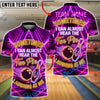 BlueJose Bowling Ten Pin Laugh Neon Design Customized Name, Team Name 3D Shirt (4 Colors)