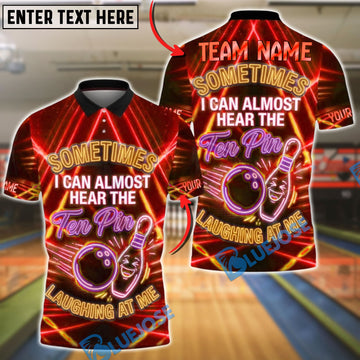 BlueJose Bowling Ten Pin Laugh Neon Design Customized Name, Team Name 3D Shirt (4 Colors)