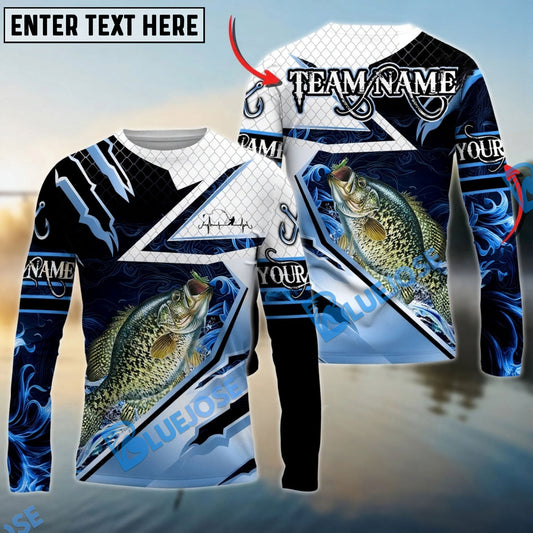 Bluejose Crappie Fishing Splash Blue Water Hook Scratch Sport Custom Name & Team Name 3D Shirts