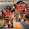 BlueJose Bowling And Pins Cool Bear Cartoon Graffiti Style Customized Name, Team Name 3D Shirt (4 Colors)