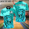 BlueJose Bowling And Pins Fierce Lion Pins Ball Design Customized Name, Team Name 3D Shirt (4 Colors)