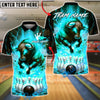 BlueJose Bowling Flaming Bull Fire Explosion Theme Customized Name, Team Name 3D Shirt (4 Colors)