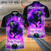 BlueJose Bowling Flaming Bull Fire Explosion Theme Customized Name, Team Name 3D Shirt (4 Colors)