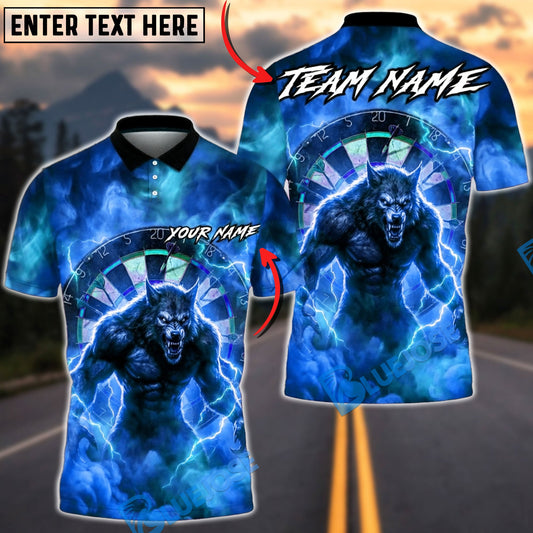 BlueJose Darts Werewolf Purple Electric Storm Multicolor Options Personalized Name Shirt (4 Colors)