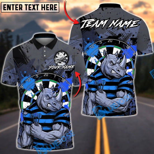 BlueJose Darts Rhino Splash Paint Multicolor Options Personalized Name Shirt (4 Colors)