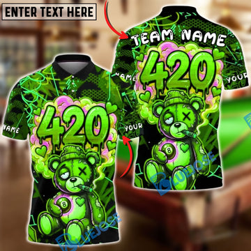 BlueJose Billiards Ball 8 420 Bear Graffiti Lightning Customized Name, Team Name 3D Shirt (4 Colors)
