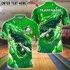 BlueJose Bowling & Pins Shark Striking Ball Neon Ocean Style Customized Name, Team Name 3D Shirt (4 Colors)