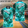 BlueJose Bowling & Pins Shark & Scuba Skull Electric Ocean Graphic Customized Name, Team Name 3D Shirt (6 Colors)